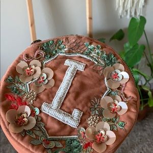 Anthropologie Monogram Beaded Clutch